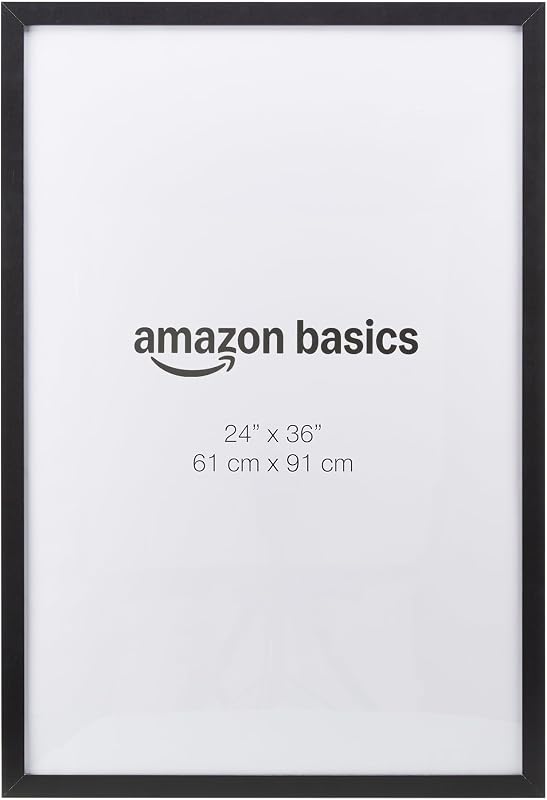 Amazon Basics Rectangular Wood Poster Frame, 24" x 36", Black
