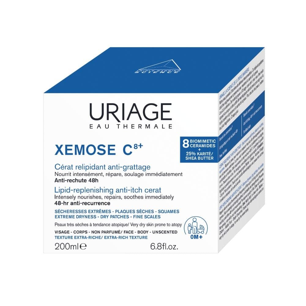 Uriage Xemose C8+ Cerato anti-irritazioni per pelle molto secca soggette ad eczema atopico con Burro di Karité 25% - Cerato molto ricco che si scioglie per lenire le sensazioni