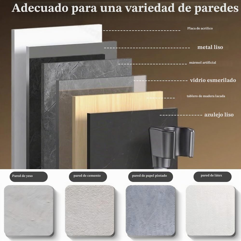 Soporte para Alcachofa de Ducha Sin Taladro, Soporte de Ducha Giratorio 360°, Sujeta Alcachofa deDucha con Ventosa para Pared,Soporte para Cabezal deDucha Ajustable Hasta 15 Kg Para Baño