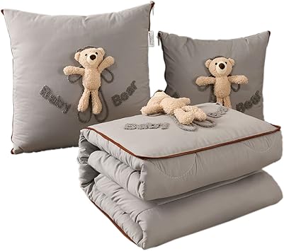 Throw Pillows 16x16in for Couch with Inserts Included, Blanket Warm Soft Grey, Duvet Blankets Pillows 2 in 1 Multifunctional Bedding Couch Pillow Universal for All Seasons
