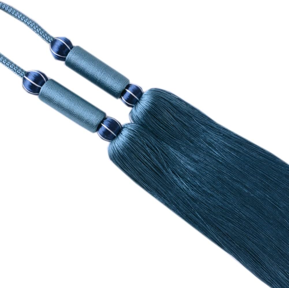 1 Pair Creative Curtain Rope Tiebacks with Tassels Curtain Buckle Tieback Home Decorative Curtain Holdbacks Drape Tiebacks Rope (Peacock Blue)