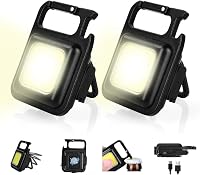 URAQT Mini LED Munkalámpa 2db - 800 Lumen COB Kulcstartós Zseblámpa 4 Üzemmóddal, USB Tölthető, Mágneses Talppal, Sörnyitóval Kempinghez, Au 2
