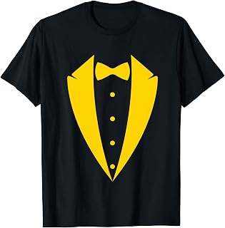 Tuxedo Costume Dress Up Funny Dress Down Bow Tie Buttons T-Shirt