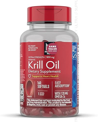 Members Mark - Aceite de krill (160 unidades) Omega-3 antártico extra fuerte, 500 mg | Apoyo para la salud cardíaca, absorción mejorada, sin regusto