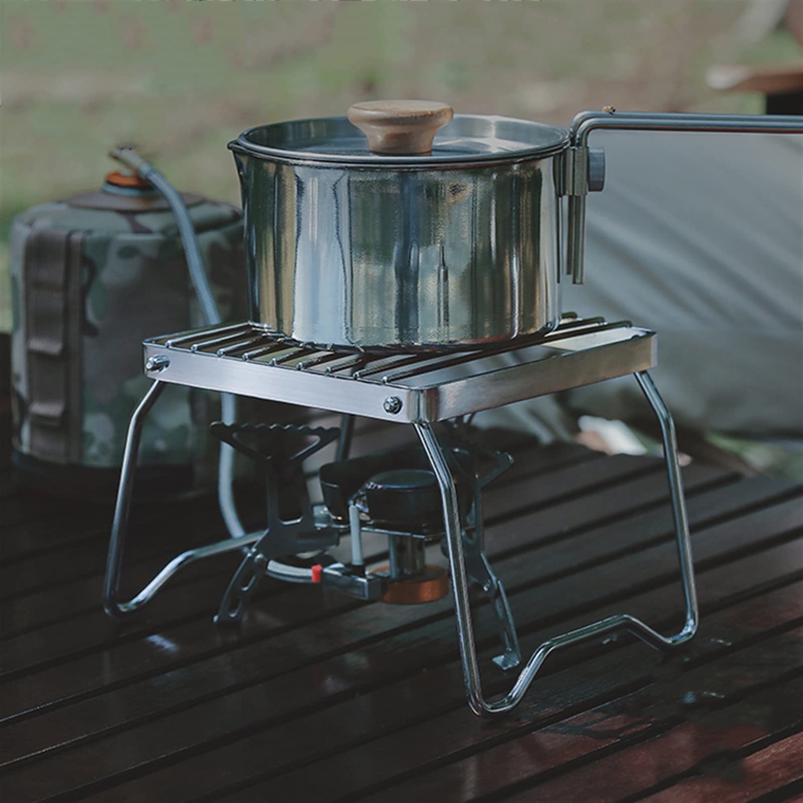 Grill 2pcs Parrilla plegable de acero inoxidable, horno portátil para acampar al aire libre, soporte para parrilla de barbacoa, accesorios para barbacoa