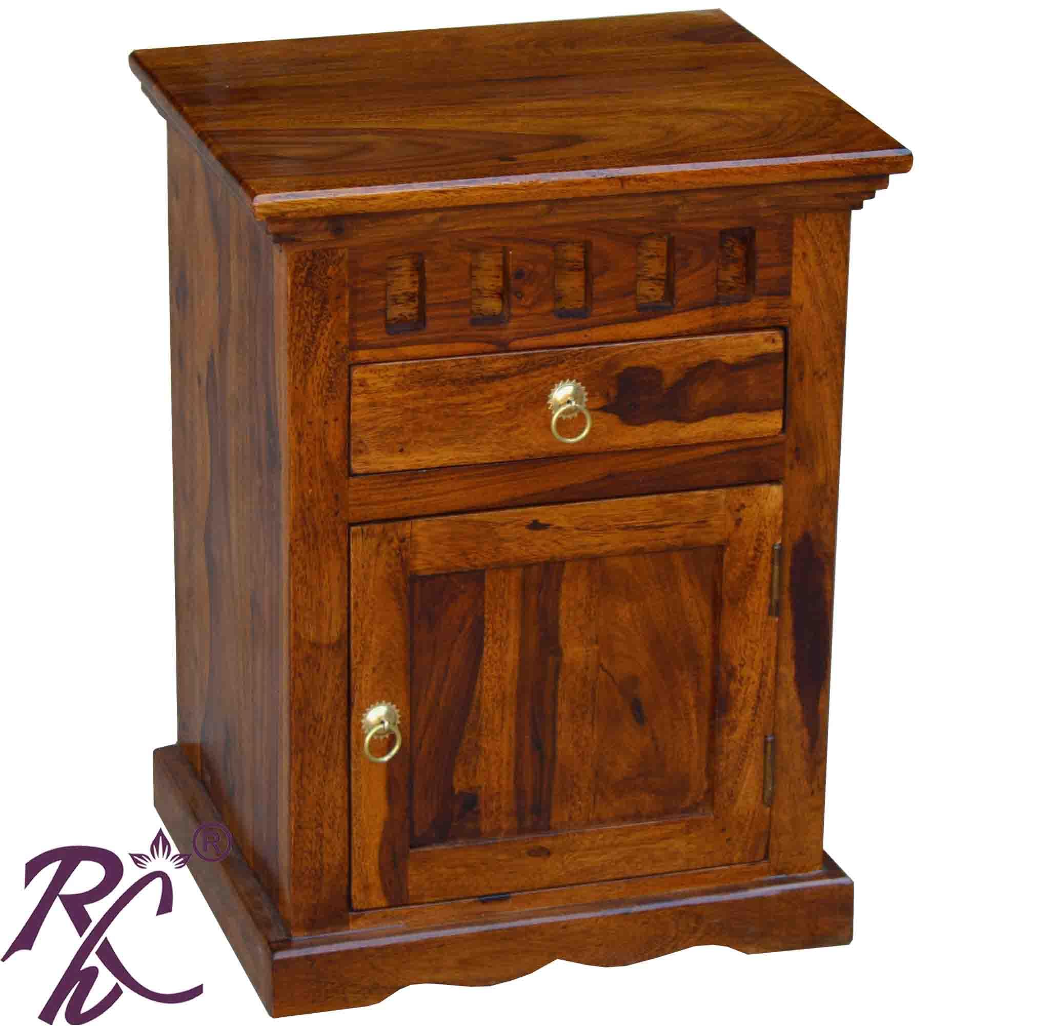 RAJ HANDICRAFT Solid Sheesham Wood Bedisde Table for Bedroom | Handmade Pure Wooden Night Stand End Table with 1 Drawer & 1 Door Storage for Home & Bedroom | Honey Finish-image-13