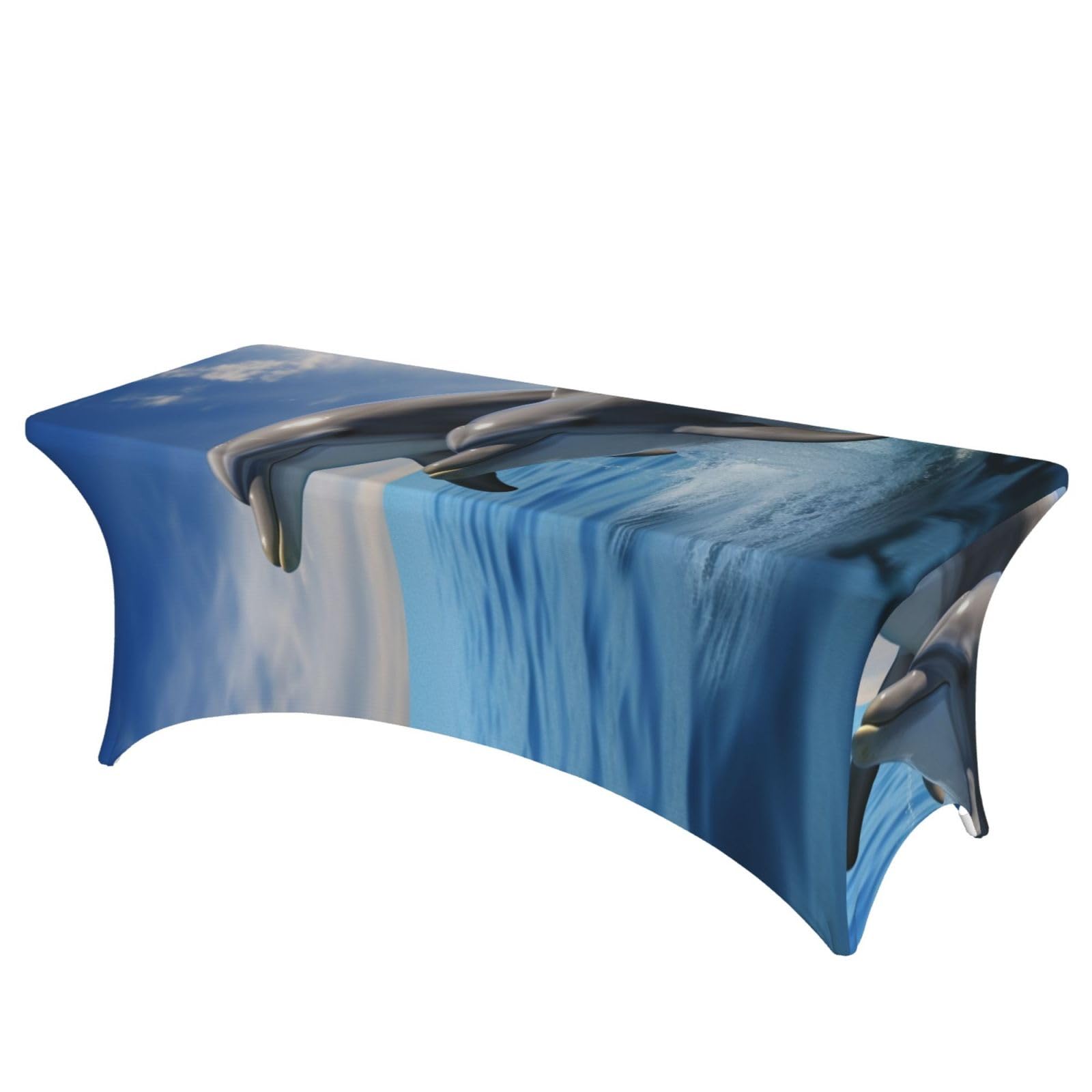 Nappe de 1,8 m Two Dolphins habillage chic et extensible pour tables de mariage et banquet