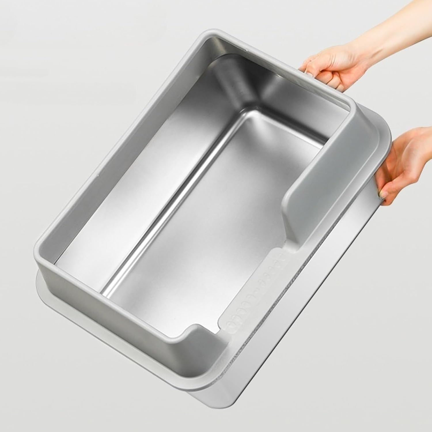 Cats Litter Box Stainless Steel High Side Height Smooth Surfaces Metal Pans Safe and Hard High Edges Spatter-Proof