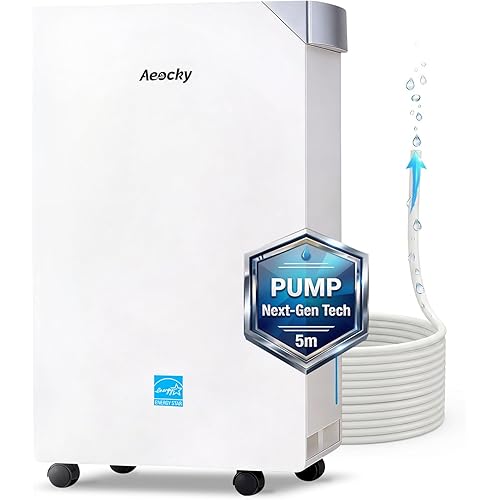 4500 Sq.Ft Energy Star Most Efficient 2025 Dehumidifier with Pump, AEOCKY Max 80 Pint/Day Smart Compressor Dehumidifier with Drain Hose, Intelligent Humidistat,for Basement,Bedroom,Home (White)