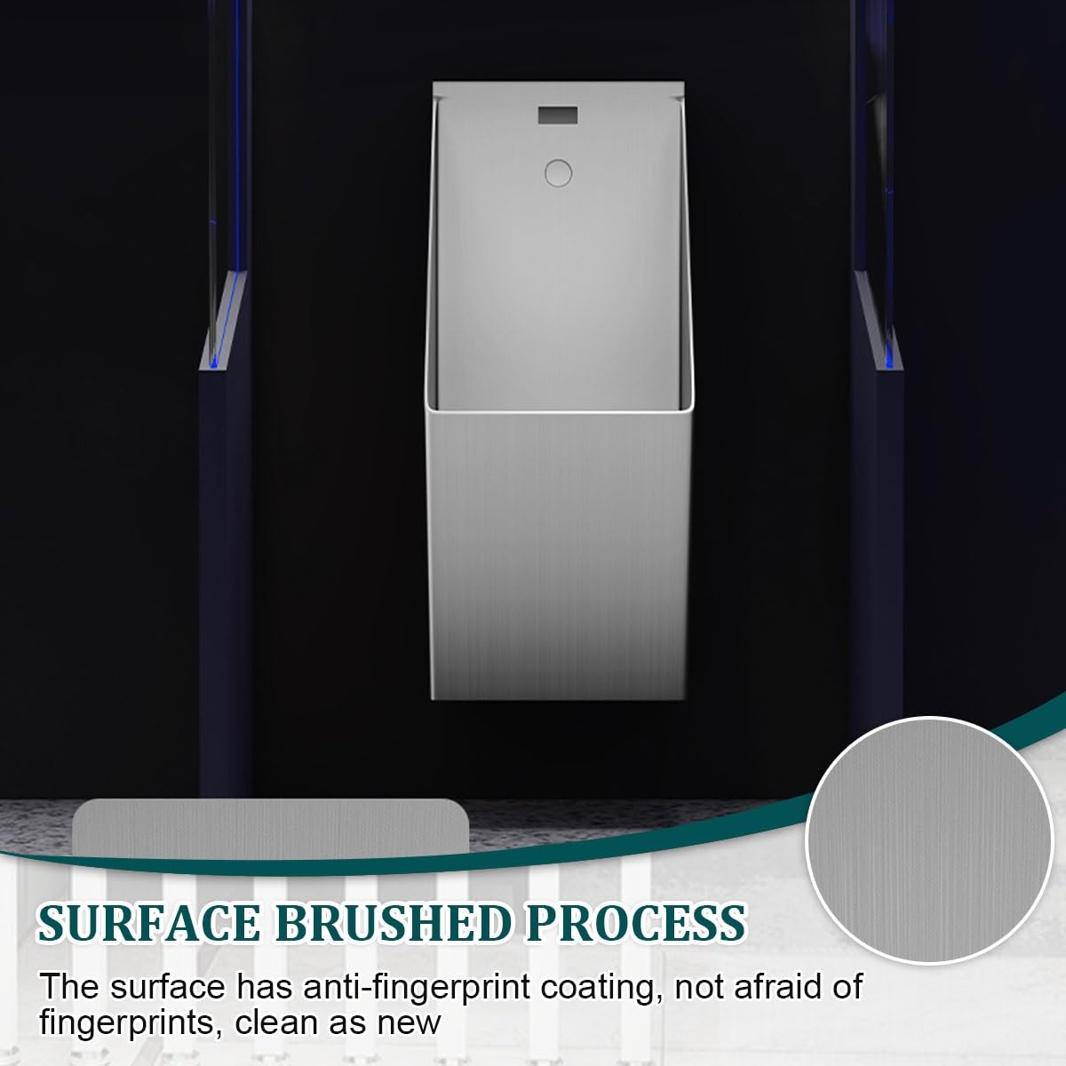 Urinario de acero inoxidable montado en la pared, sistema de descarga automática de 7 segundos para uso comercial en centros comerciales, escuelas, obras de construcción y baños públicos