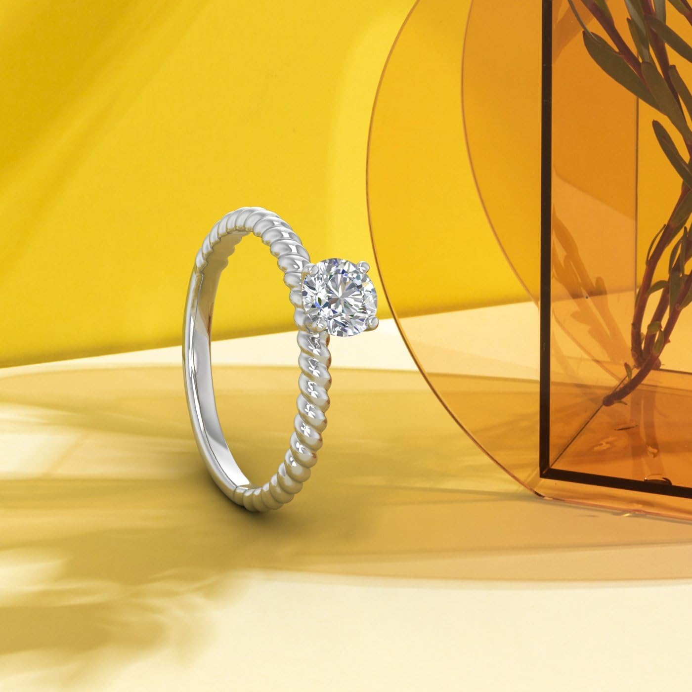 0.38 Carat Prong Set Solitaire Diamond Engagement Ring Band in 14K Gold