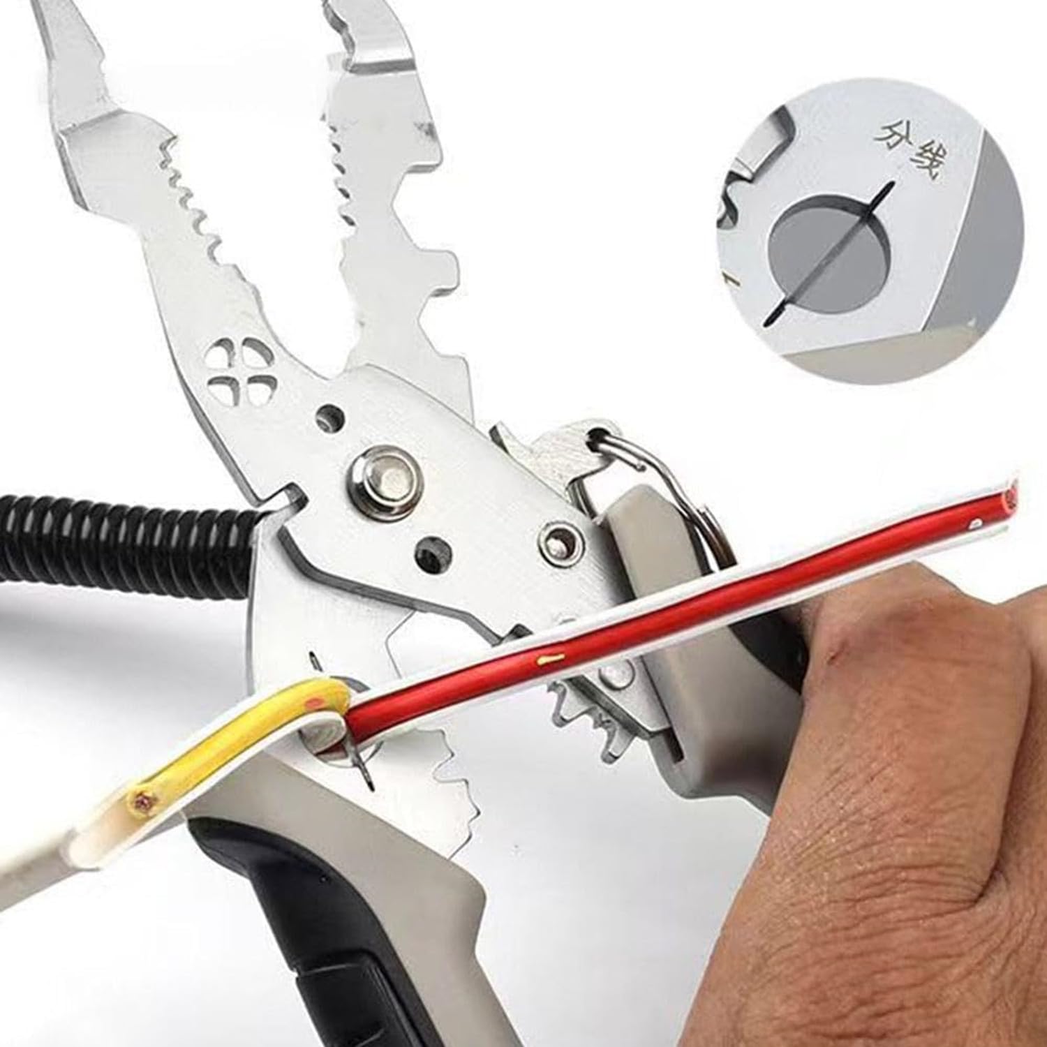 12 in 1 Wire Stripper with Elbow, 7.5-inch Multifunctional Wire Stripper Crimper Cable Cutter Pliers - Image 4