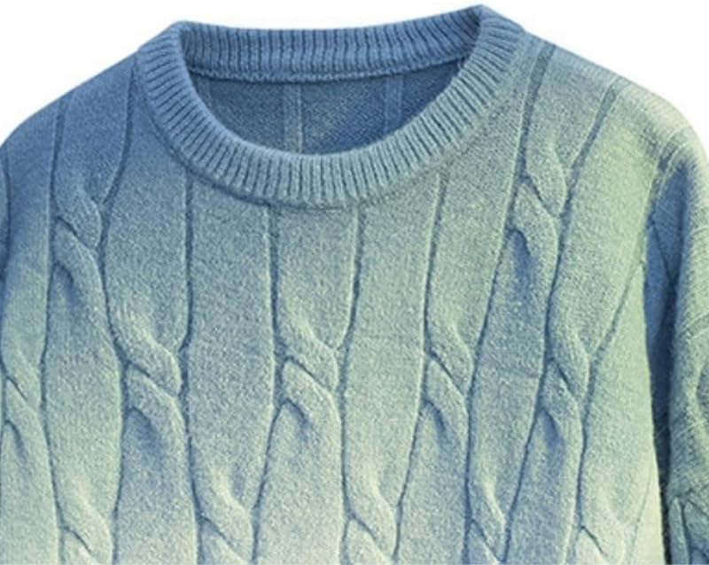 Men's Knitted Sweater Creative Gradient Color Round Neck Loose Large Sweaters