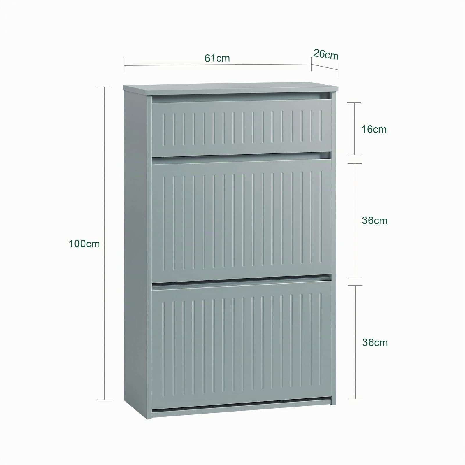 SoBuy Zapatero Estrecho con 2 Solapas 61x26x100cm para recibidor | Mueble zapatero con cajón organizador, MDF E1, sin tiradores, ideal pasillo estrecho, gris FSR165-HG
