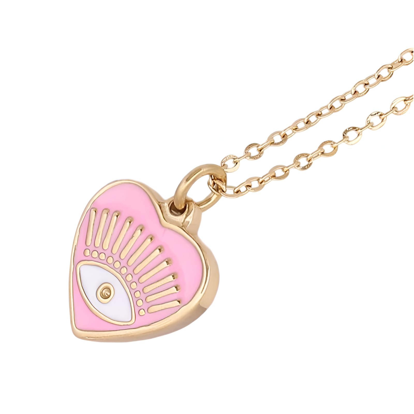 GXNRHG HHRLCH Collar contra el Mal de Ojo para Mujeres y niñas, de Plata de Ley 925, Collar Turco contra el Mal de Ojo, Collar Bohemio con Forma de corazón, Collar contra el Mal de Ojo, Collar Dorado