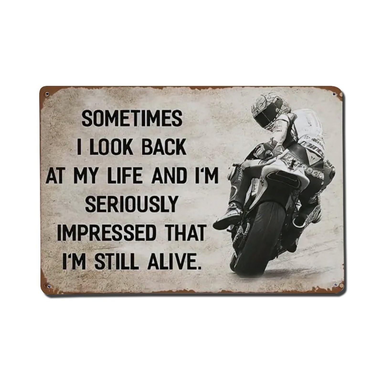 Rkundrne Vintage Motorcycle I'm Still Alive Metal Tin Sign Garden Bedroom Cafe Bar Man Cave Home Wall Decor Metal Poster 8X12 In
