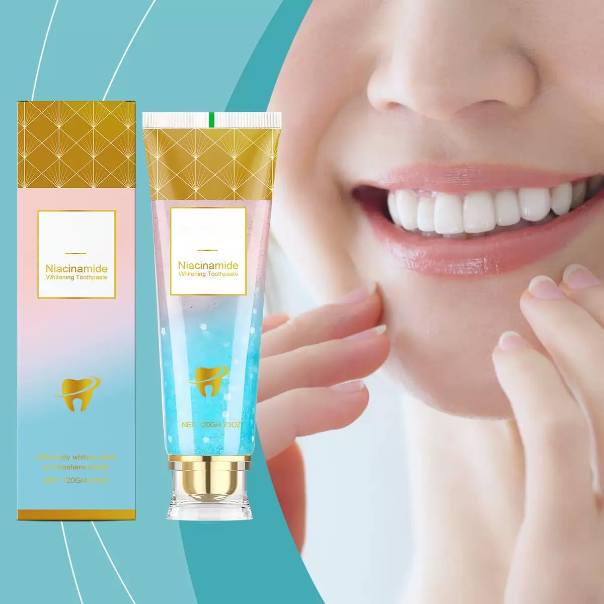 Niacinamide Dentifricio sbiancante per adulti, dentifricio sbiancante radiante, senza fluoro per denti sensibili, alito fresco, rimuove lo scolorimento dei denti. (5 pezzi)
