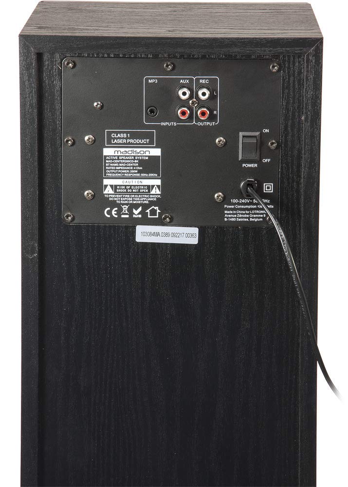 Madison 10-3084MAD MAD-CENTER200CD-BK Enceinte amplifiée