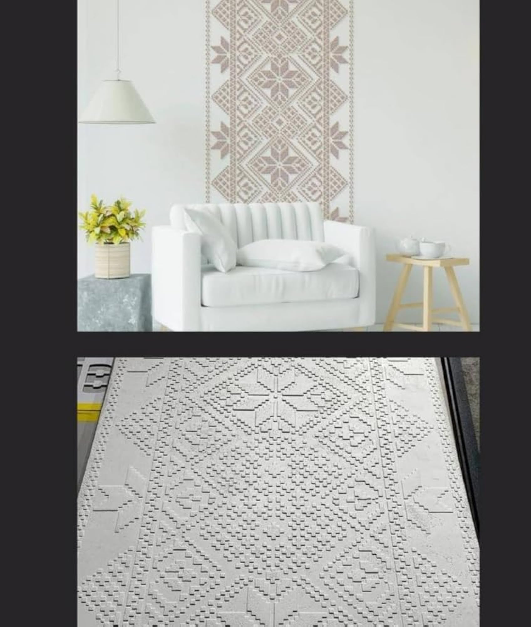 Putty 3D Embossed Geometric Pattern Wall Stencil