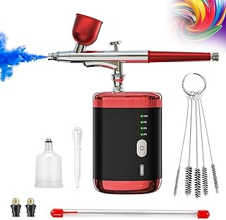 Air Brush Kit with Air Compressor Portable Barber Airbrush Kit 32PSI High Pressure Cordless Airbrush compressor, Rechargeable Auto Handheld Airbrush paint set for Makeup, Nail Art, Painting.