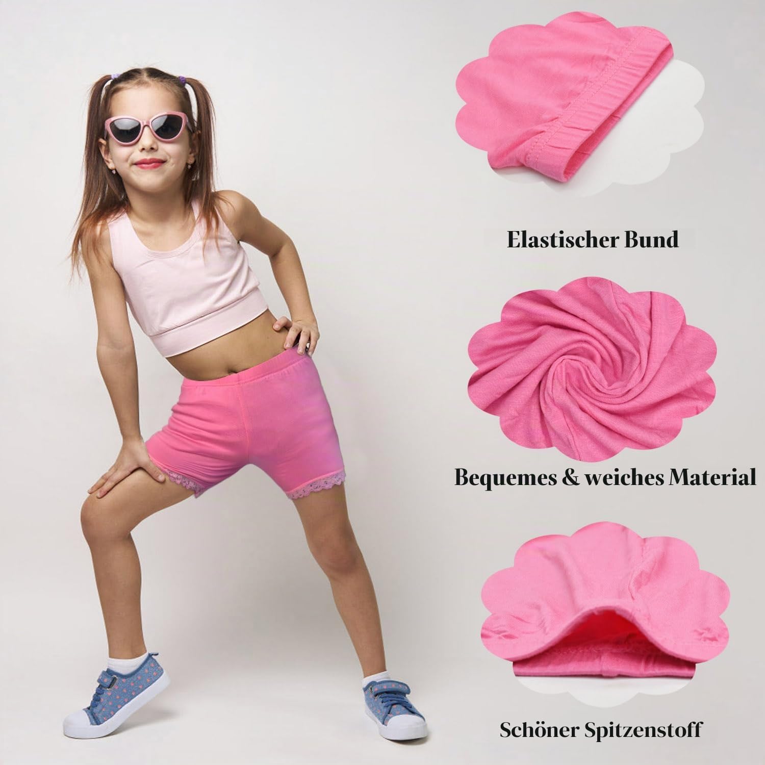 GENTABY Mädchen Unterhose Shorts Schwarz Radlerhose Weiß Sport Baby 4 Farbe Kinder Tanz Fahrrad Strand Sicherheitskleid Höschen 4 Pack für 1-10 Jahre