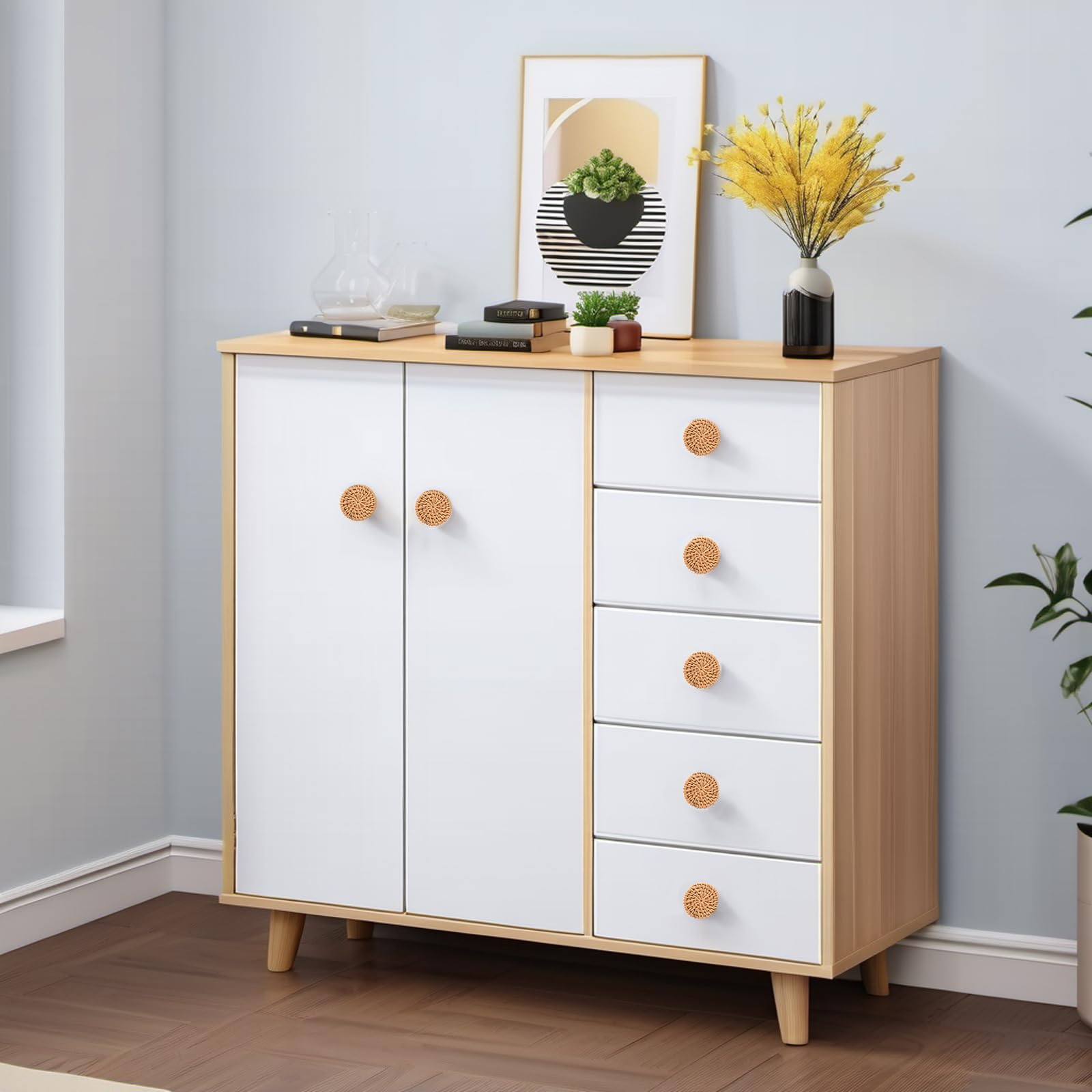 Boutons de Commode En Rotin Boho Boutons de Tiroir En Bois Ronds En Boutons de Commode En Rotin Boho Boutons de Tiroir En Bois Ronds En
