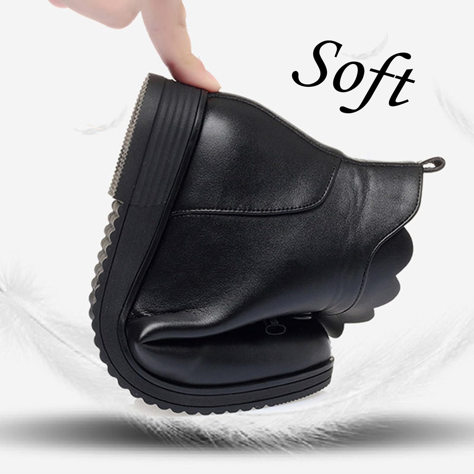 Botines ortopédicos de piel auténtica con cordones para mujer, con plataforma de cuña, botas de invierno cálidas con cremallera lateral y forro de piel