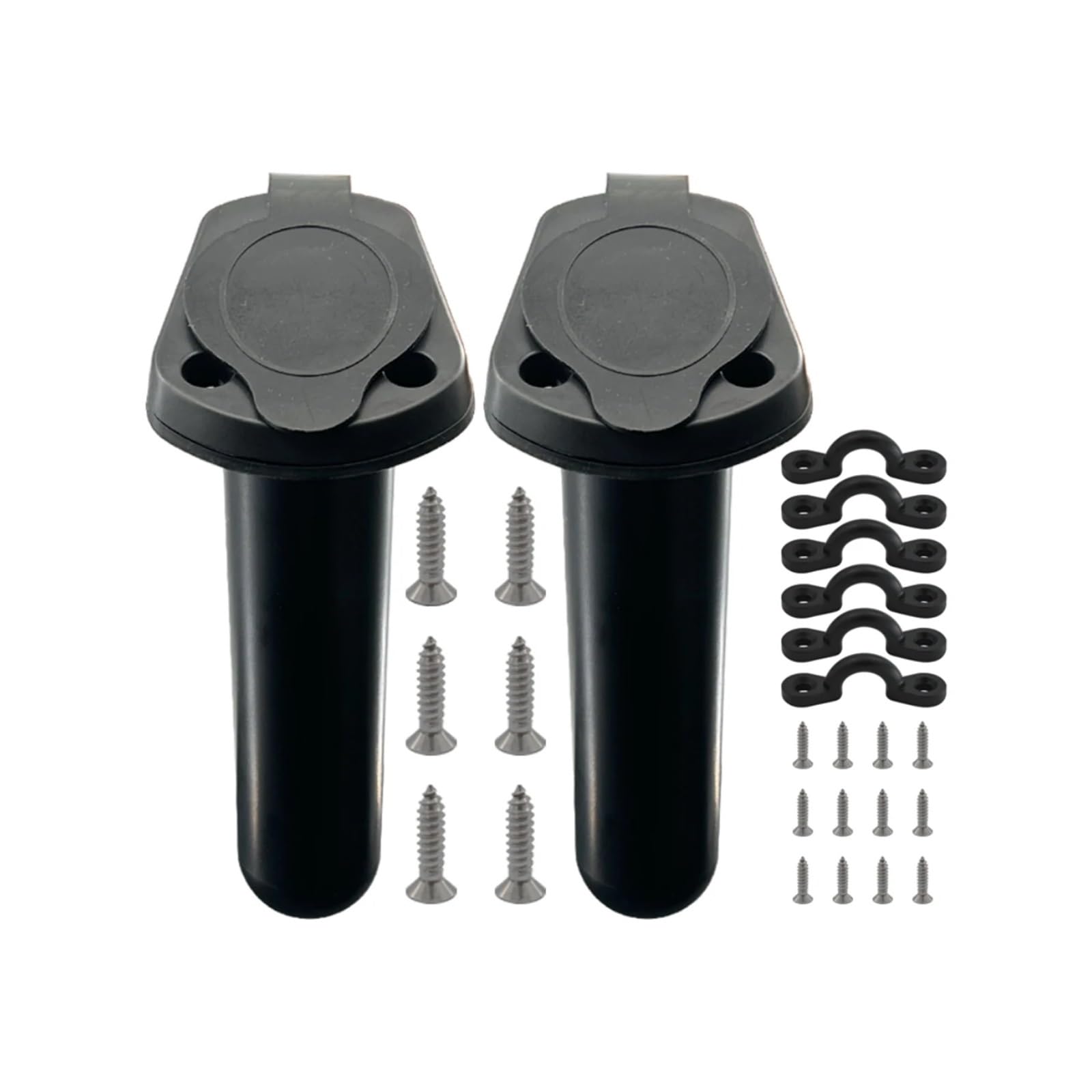 XCTDSVAH Fishing Rod Holders For Boat 2Pcs Flush Mount Fishing Boat Rod Holder with Cap Plastic Tackle Accessory Tool for Kayak Canoe Pole