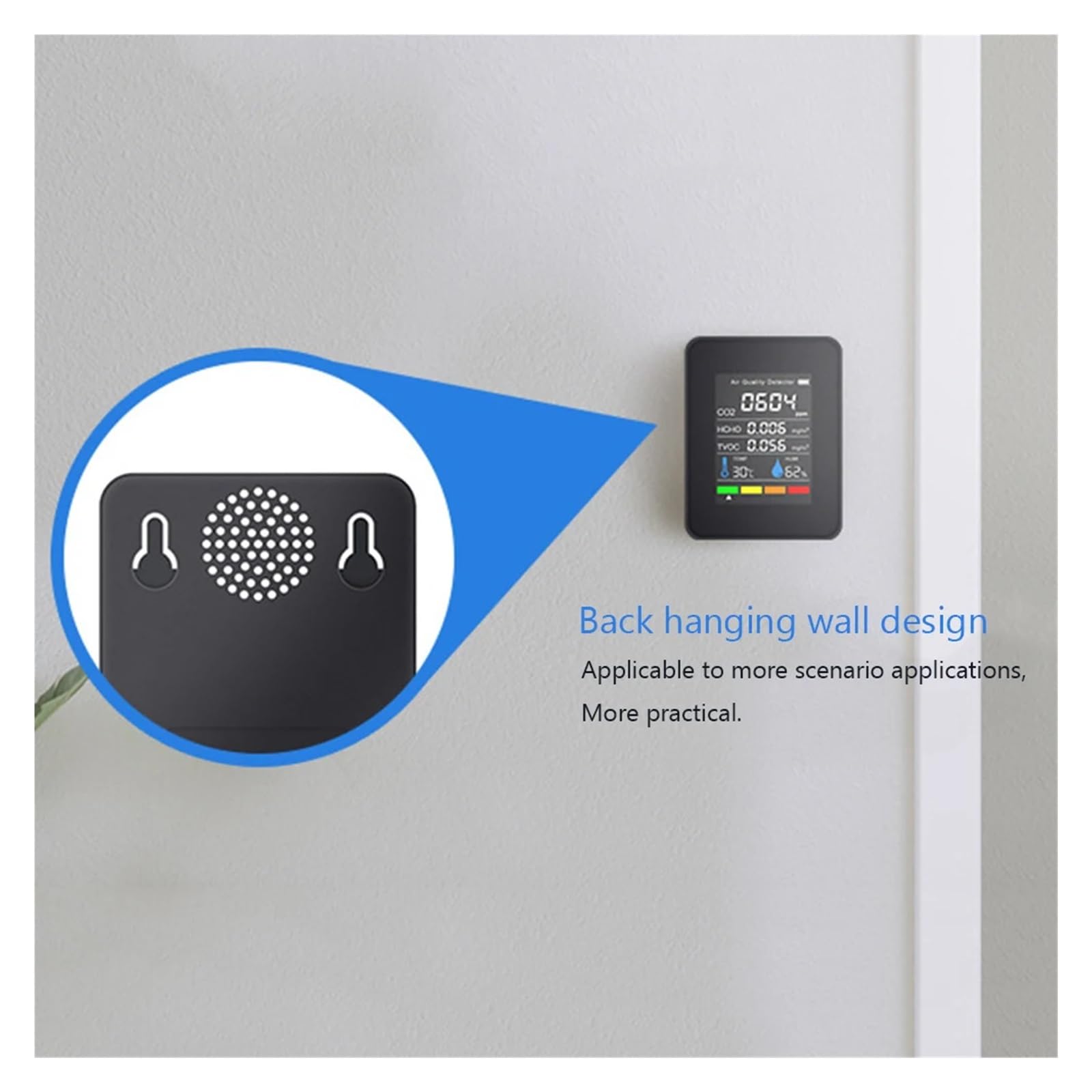 Detector De Dióxido Carbono, Co2, Monitor Portátil Temperatura Y Humedad, Calidad del Aire, Herramienta Invernadero For Plantación Agrícola Detección Rápida Precisa(Black)