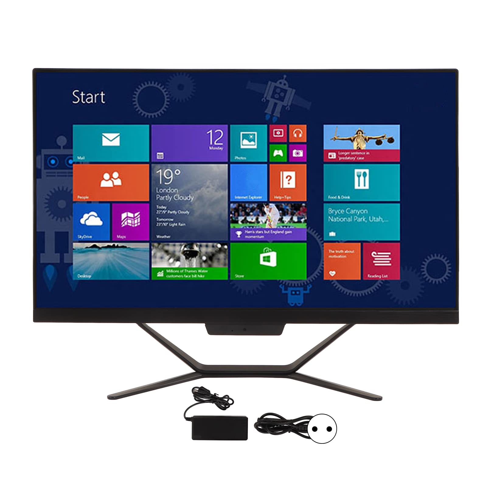 Bewinner Komputer stacjonarny 23,8" All in One, procesor J4125, FHD 1920 x 1080 ekran dotykowy z kamerą, 4G DDR4, pamięć SSD, WiFi AIO Desktop z USB 3.0, VGA do 10 (4 + 128 G wtyczka EU)