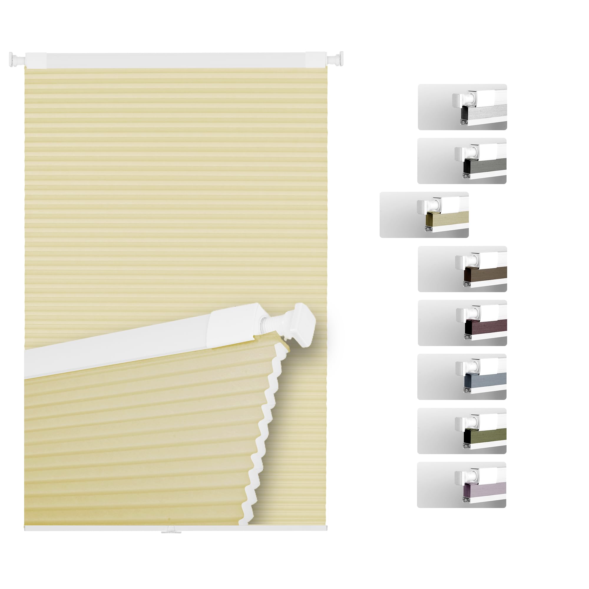 Light Filtering Cellular Shades No Tools No Drill Cordless Honeycomb Blinds for Home Office Windows Shades Easy to Install，Apricot Yellow，48" W x 56" H Light Filtering-apricot Yellow 48"W x