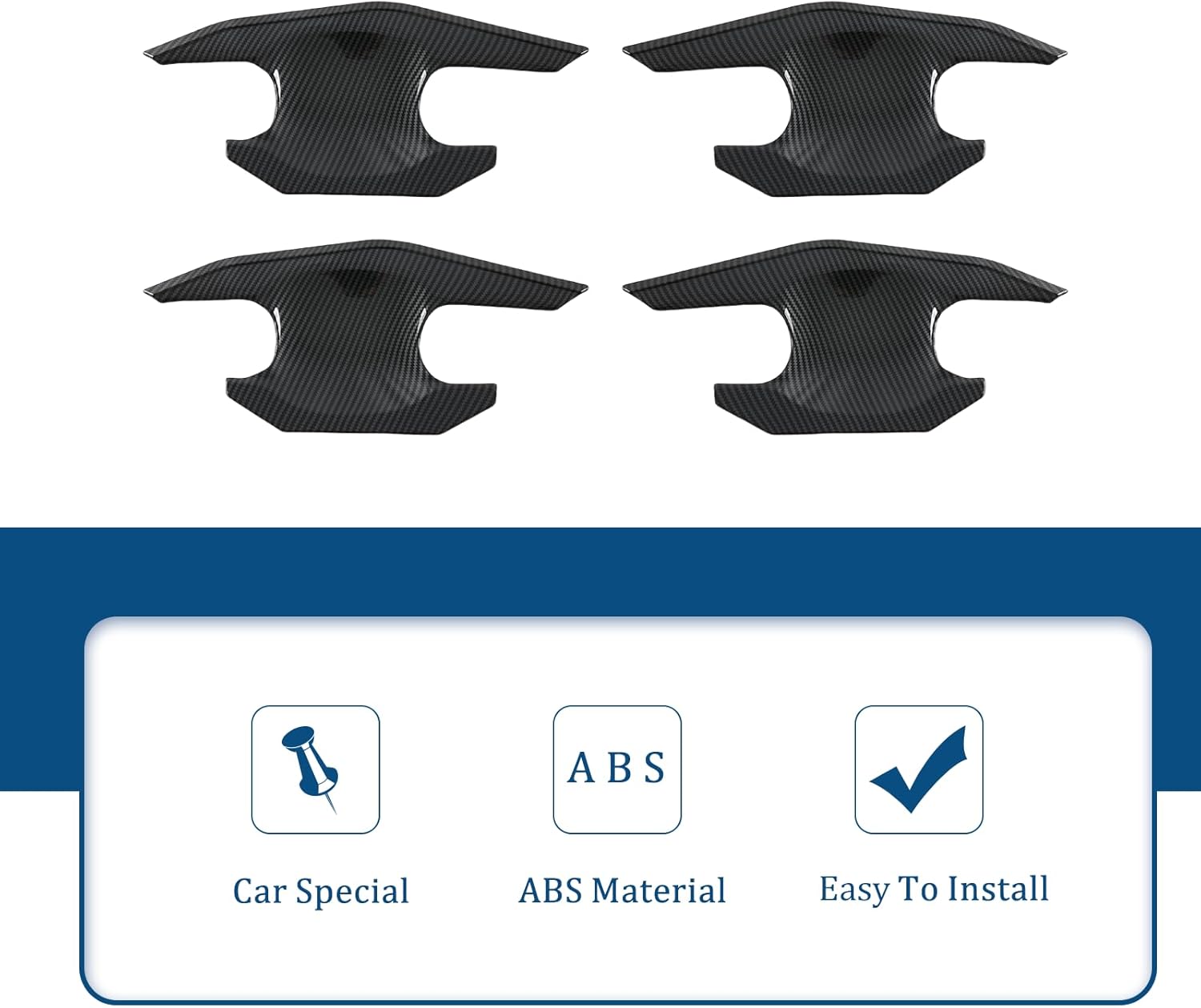 Car Door Handle Bowl Insert Cover for Toyota Tacoma 2024-2025 Exterior Kit Protection Accessories (Imitation Carbon Fiber Pattern)