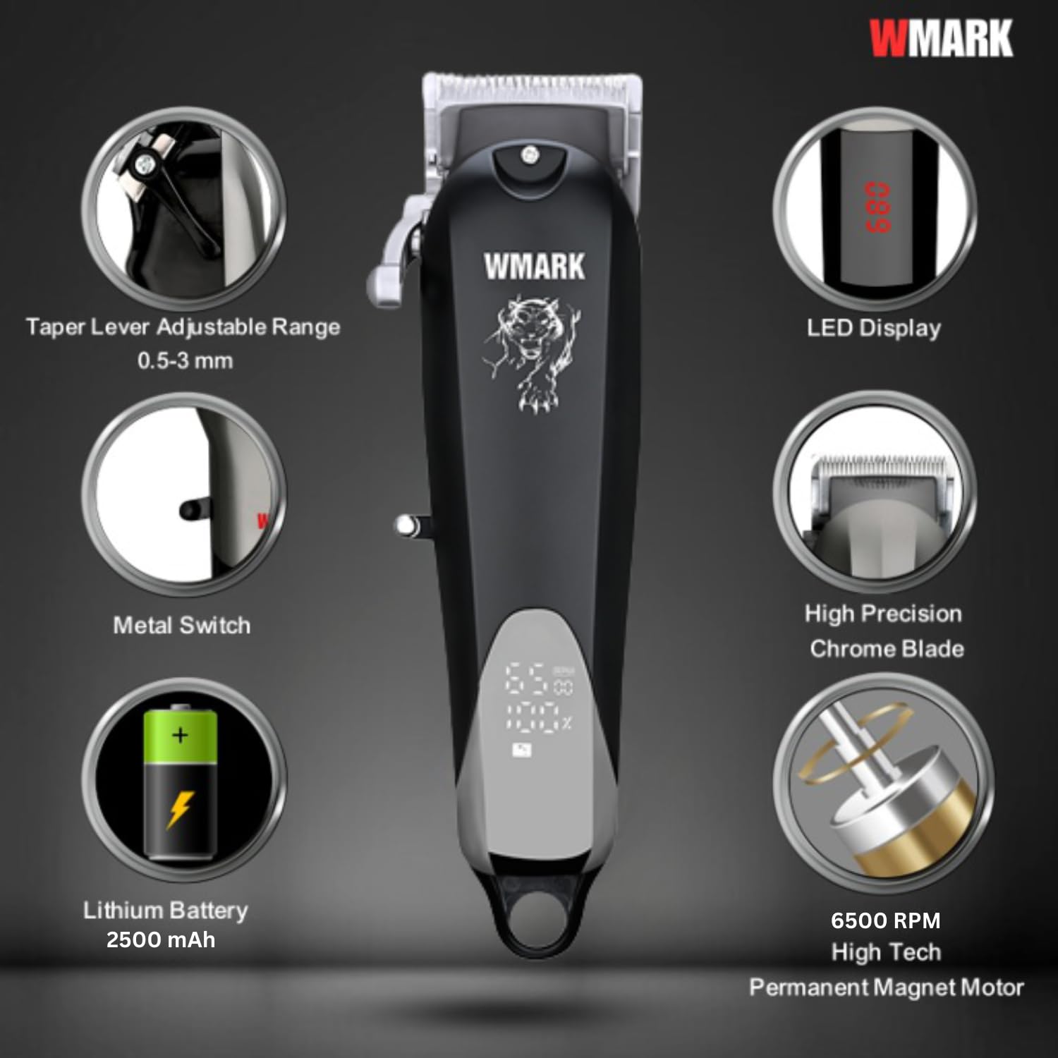 WMARK NG-103B Tiger Roar Professional Hair Clipper Digital Display