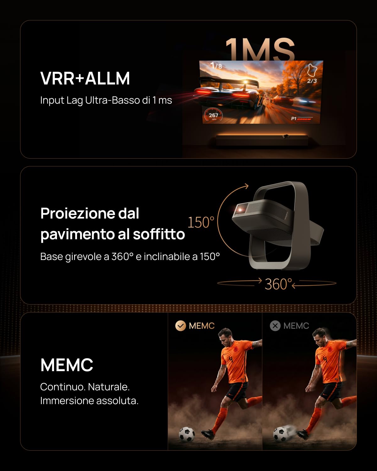 XGIMI Elfin Flip 4K Proiettore Portatile, RGB Laser Triple, 1600 ISO Lumen | 4K UHD Nativo, Netflix e Google TV, Zoom Ottico 0.98-1.3:1, Auto Focus & Keystone, Harman Kardon, Home Cinema, Casa & Outdoor