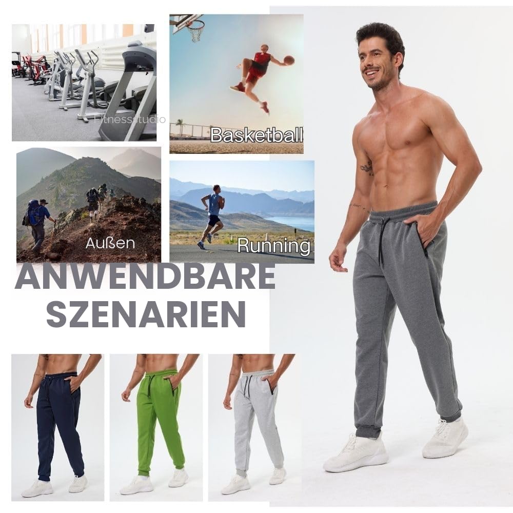 Herren Sweathose mit Reißverschlusstaschen 3er-Pack Trainingshose Jogginghose