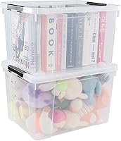 Vista 4 de Hespama 4 paquetes de contenedores de plástico de 50 cuartos de galón, contenedores de almacenamiento grandes transparentes con ruedas