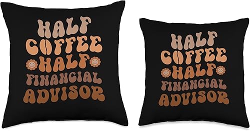 Miniatura 3 de Matching Financial Advisor Gifts, Half Financial Advisor Groovy Coffee Lover - Almohada de 16 x 16 pulgadas, multicolor