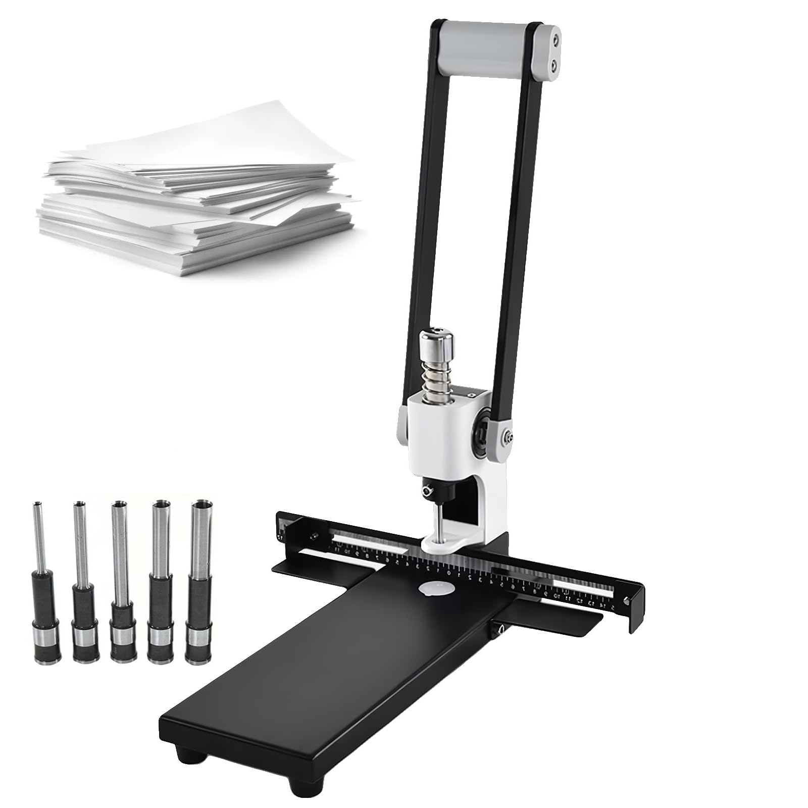 Hochleistungs-Einlochstanzer, Rundloch-Stanzmaschine mit einer Kapazität von 300 Blatt, ideal für A4-Papier, Ausweise, Karton, Leinwand und Aktenetiketten im Büro und in Druckereien.