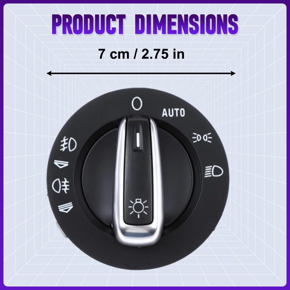 Headlight Control Switch, Compatible with Audi A6/S6 C6 2005-2011, Audi Q7 2007-2014, RS6 2008-2011, Replaces 4FD 941 531A, 4F1 941 531E, 4F1941531D, Black and Silver