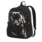 Longzehao Cute Black Pug Dog Print Casual Backpack for Men and Women,Large Capacity Travel Work Computer Backpacks