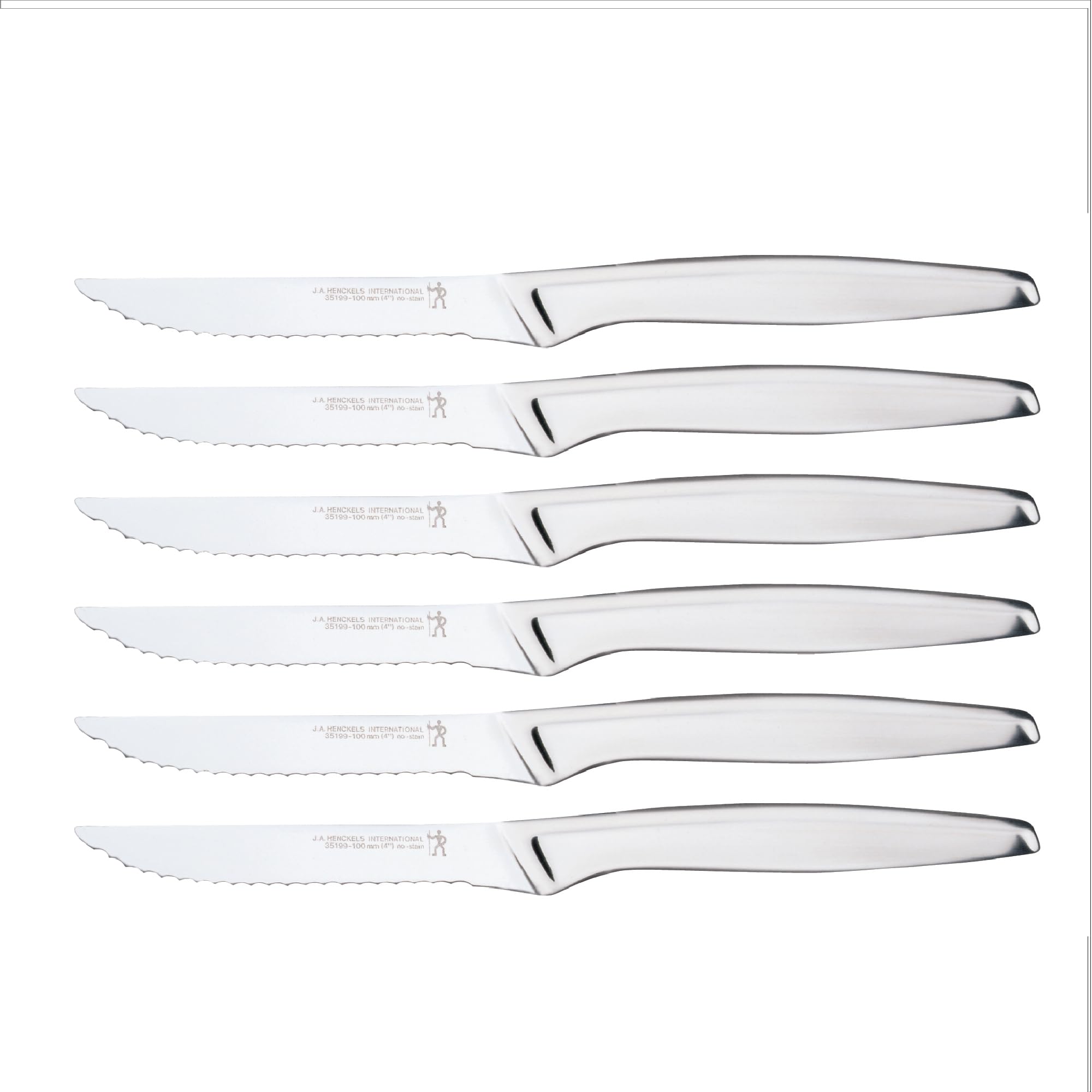 HENCKELS 6 Piece Kitchen Steak Knife Set, Premium Silver, Stainless Steel Serrated Cutlery Set, German Engineered Informed by 100+ Years of Mastery