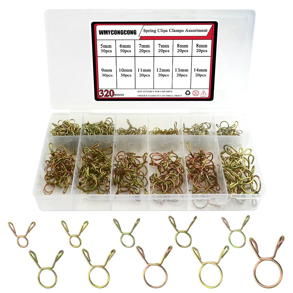 WMYCONGCONG 320 PCS Spring Hose Clamps 5-14mm