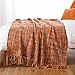 BATTILO HOME Rust Orange Throw Blanket for Couch, Bed, Boho Colorful Throw Blanket with Tassels, Halloween Decor, Fall Throw Blankets for Home Decor, 50