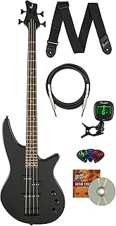 Jackson JS2 Spectra Bass Guitar - Gloss Black Bundle with Cable, Tuner, Strap, Picks, and Austin Bazaar Instructional DVD