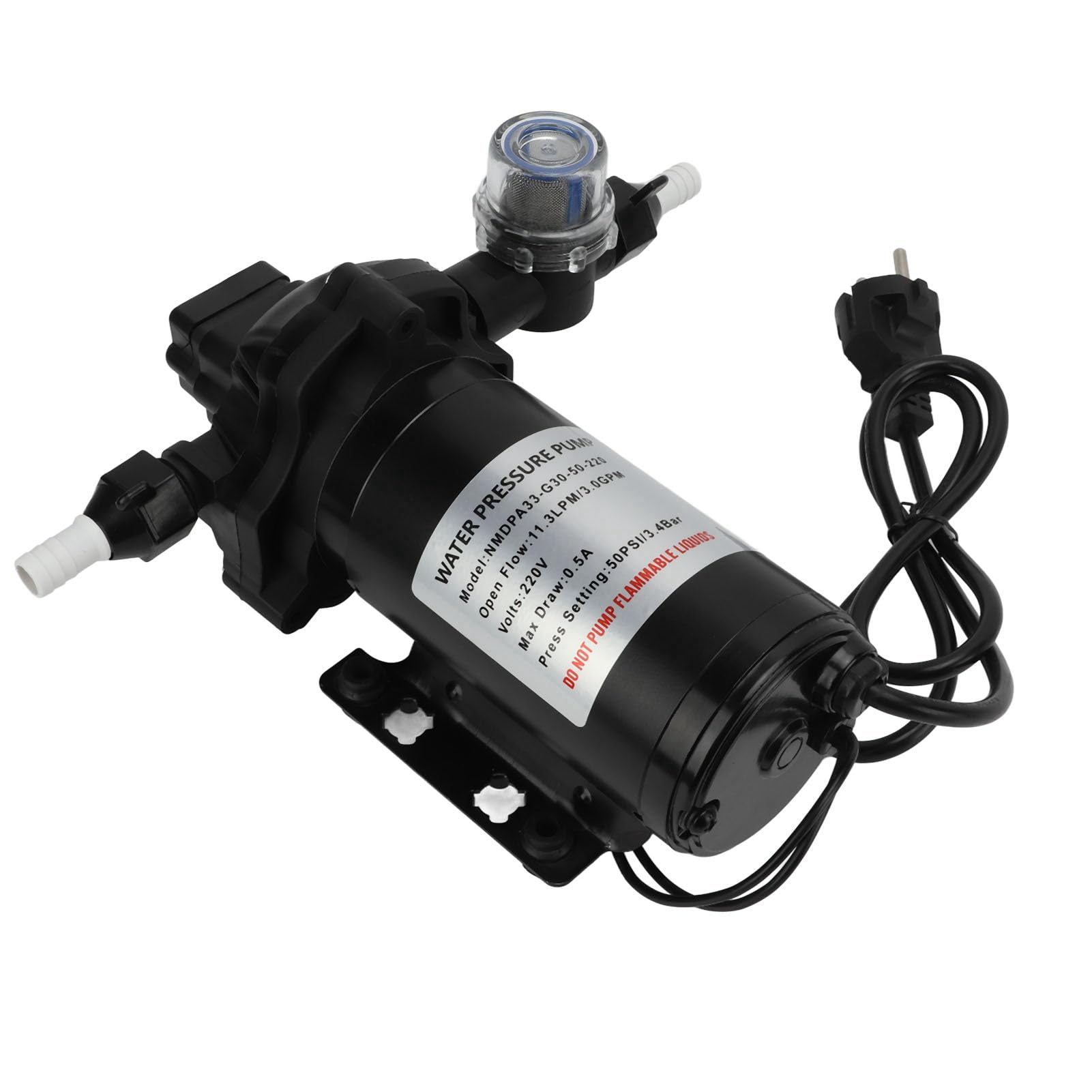 Pompe ¨¤ Membrane ¨¤ Pression D'eau 220V, 11,3 Lpm, 50psi, Auto-amor?ante, pour Voiture, Camping-car, Yacht, Caravane, Bateau Marin
