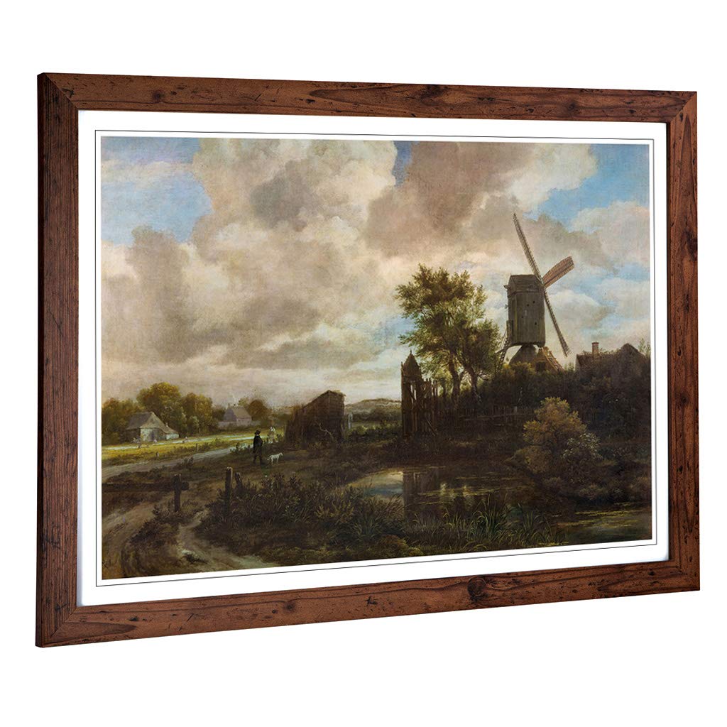 Big Box Art Framed Print of Jacob Ruisdael Evening Landscape Design | Wall Art Picture | Home Decor for Kitchen, Living Room, Bedroom, Hallway, Walnut, A2 / 24.5x18 Inch / 62x45cm