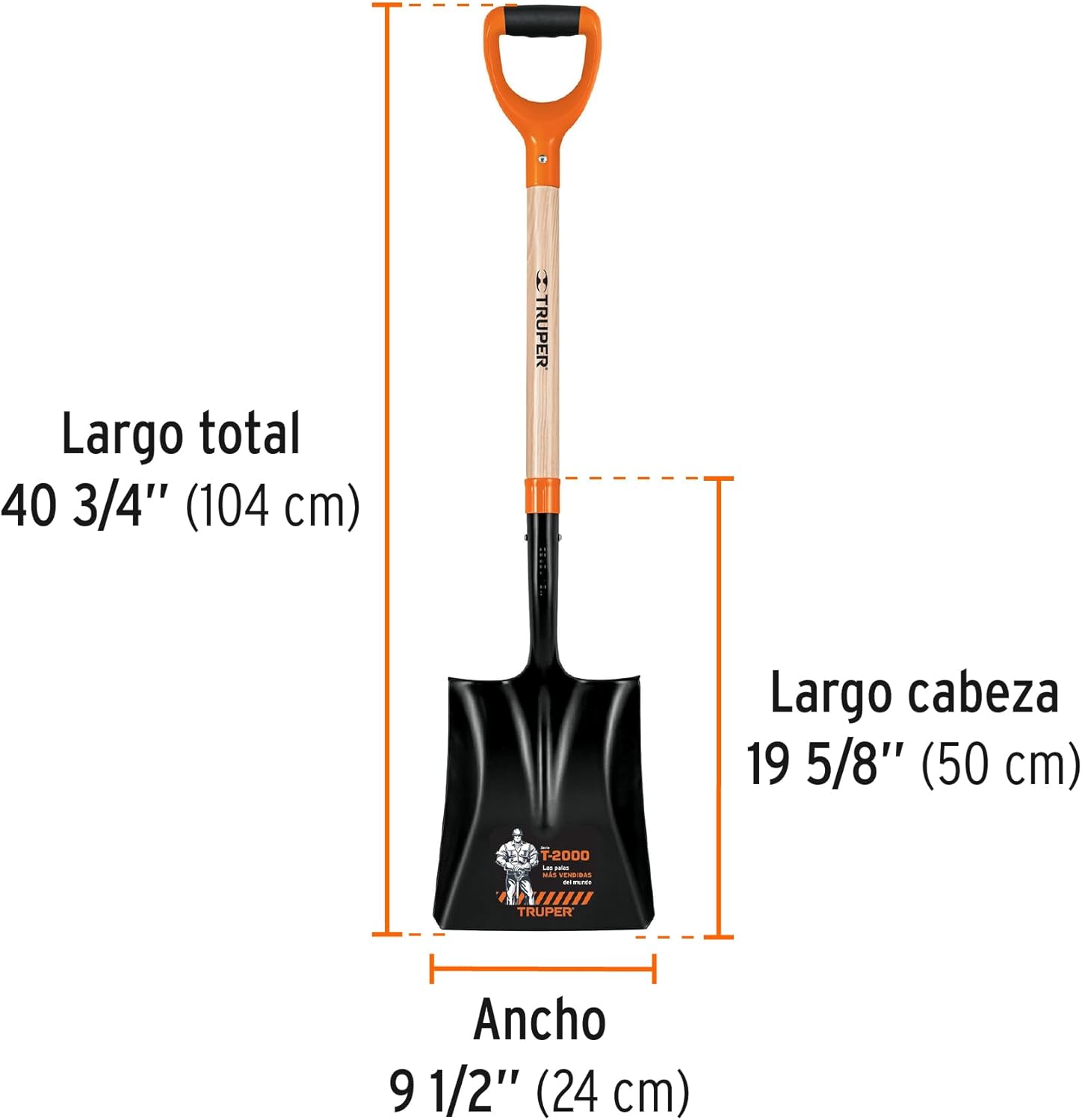 TRUPER PCY-P D-Handle Square Point Shovels T-2000 40 3/4" (104Cm)