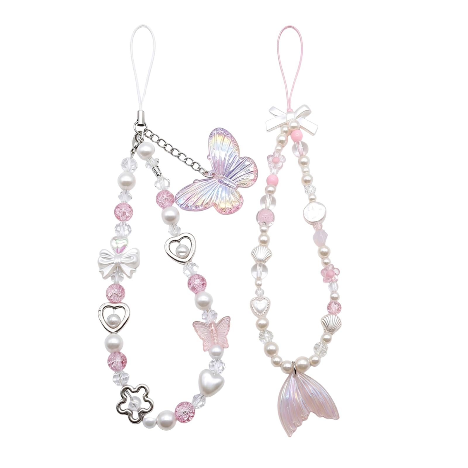 Phone Charms for Girls, Pink Butterfly and Mermaid Tail Phone Chain Set, Cute Phone Accessories for Cases, 2 Piece Mobile Charms for Women, Trendy Tech Accessories for Daily Use-image-28