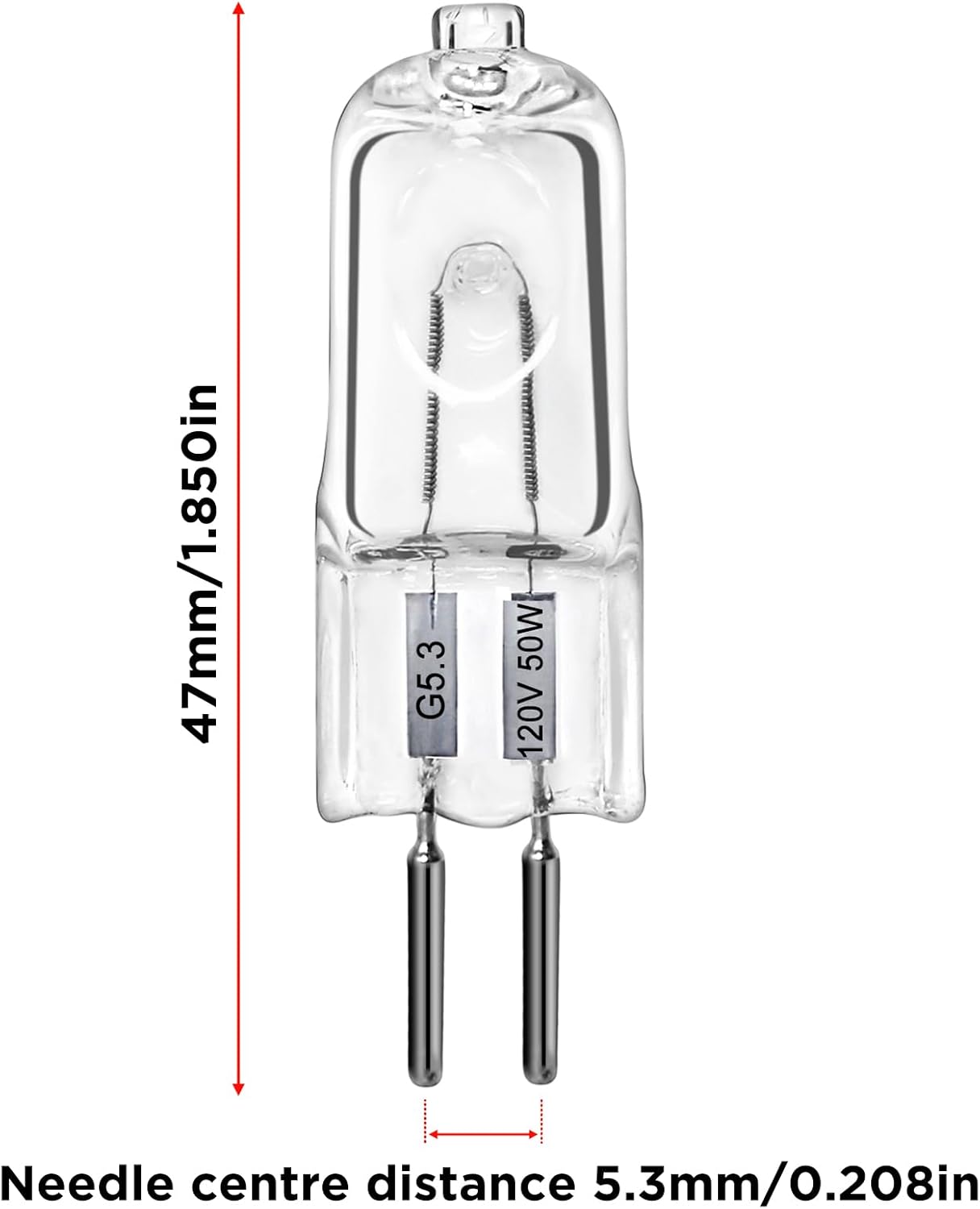 G5.3 Halogen Bulbs,120v 50w Bulb Mini Spotlight Bulbs 2 Pin Clear Capsule Lamp Bulb,Dimmable 2700K Warm White Light Bulbs (12 Pack)