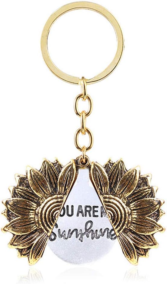 Sunflower Keychain Memorial Sunflower Locket Keychain Charms Pendant for Women Friend Mom Sister